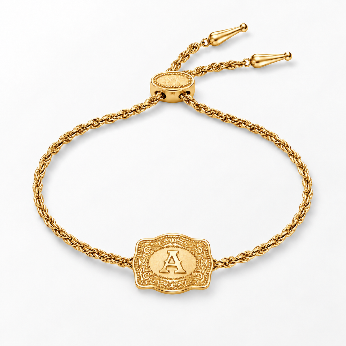 Western Belt Buckle Initial Bracelet