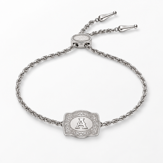 Western Belt Buckle Initial Bracelet