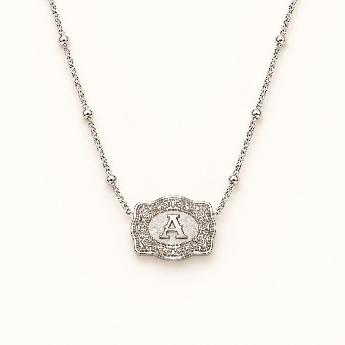 Western Belt Buckle Initial Necklace