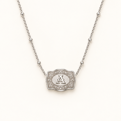 Western Belt Buckle Initial Necklace