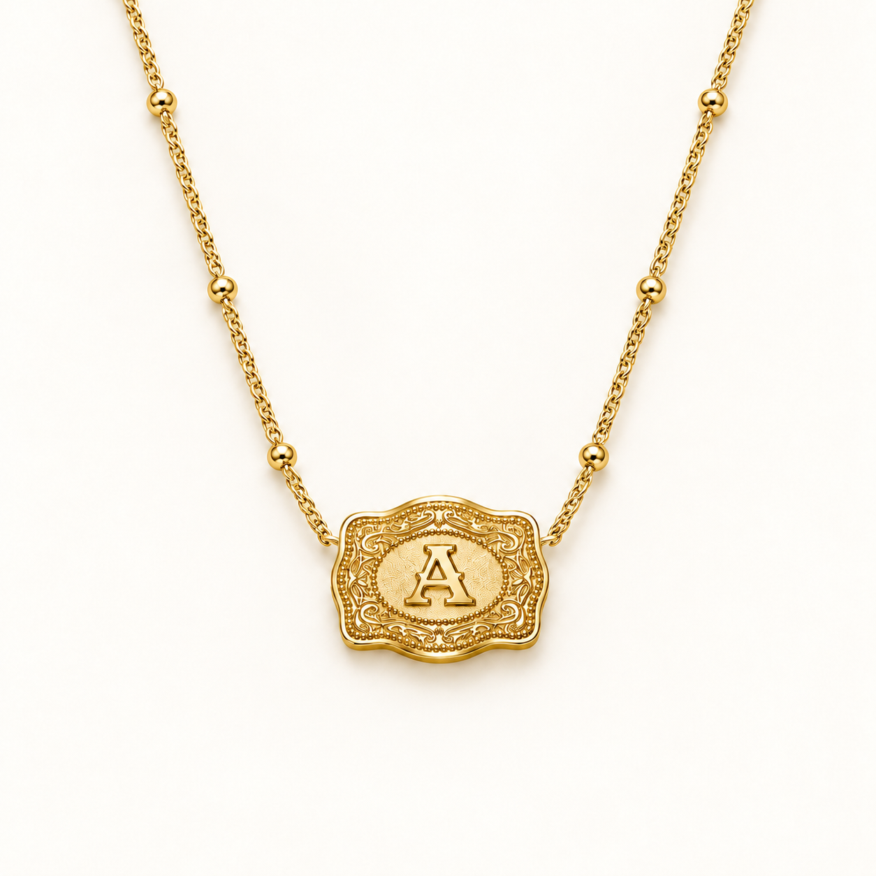 Western Belt Buckle Initial Necklace